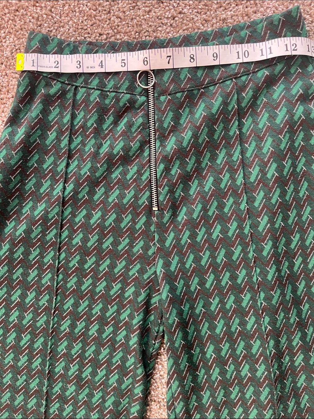 Zara 2pcs Set Green Patterned Wide-Leg Pants &PoloTop - Women's Stylish Trousers - Picture 11 of 16